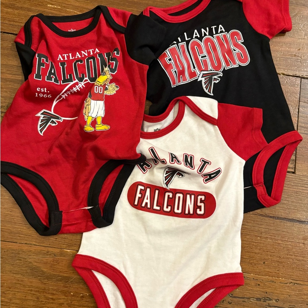 NFL Atlanta Falcons Baby Bodysuit Set - Red, Black, White